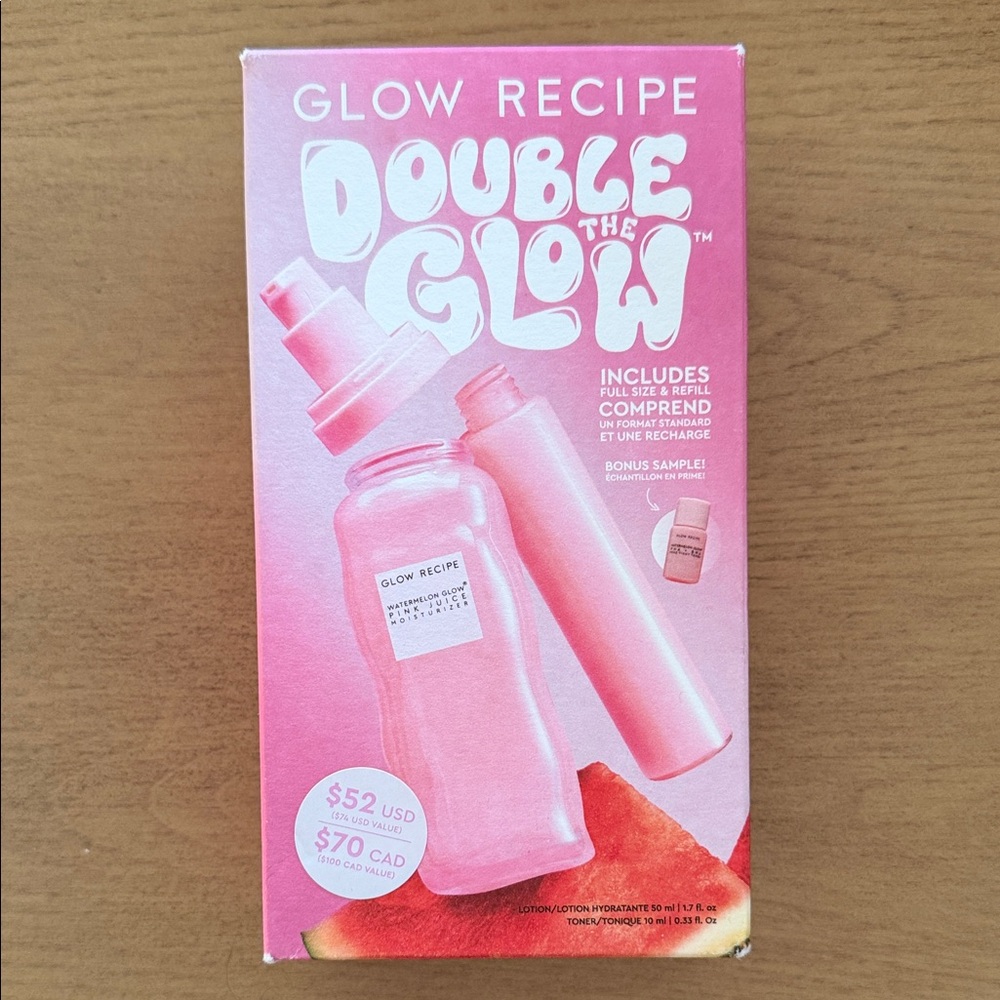 Glow Recipe Double the Glow Kit Moisturizer and Refill plus Toner sample